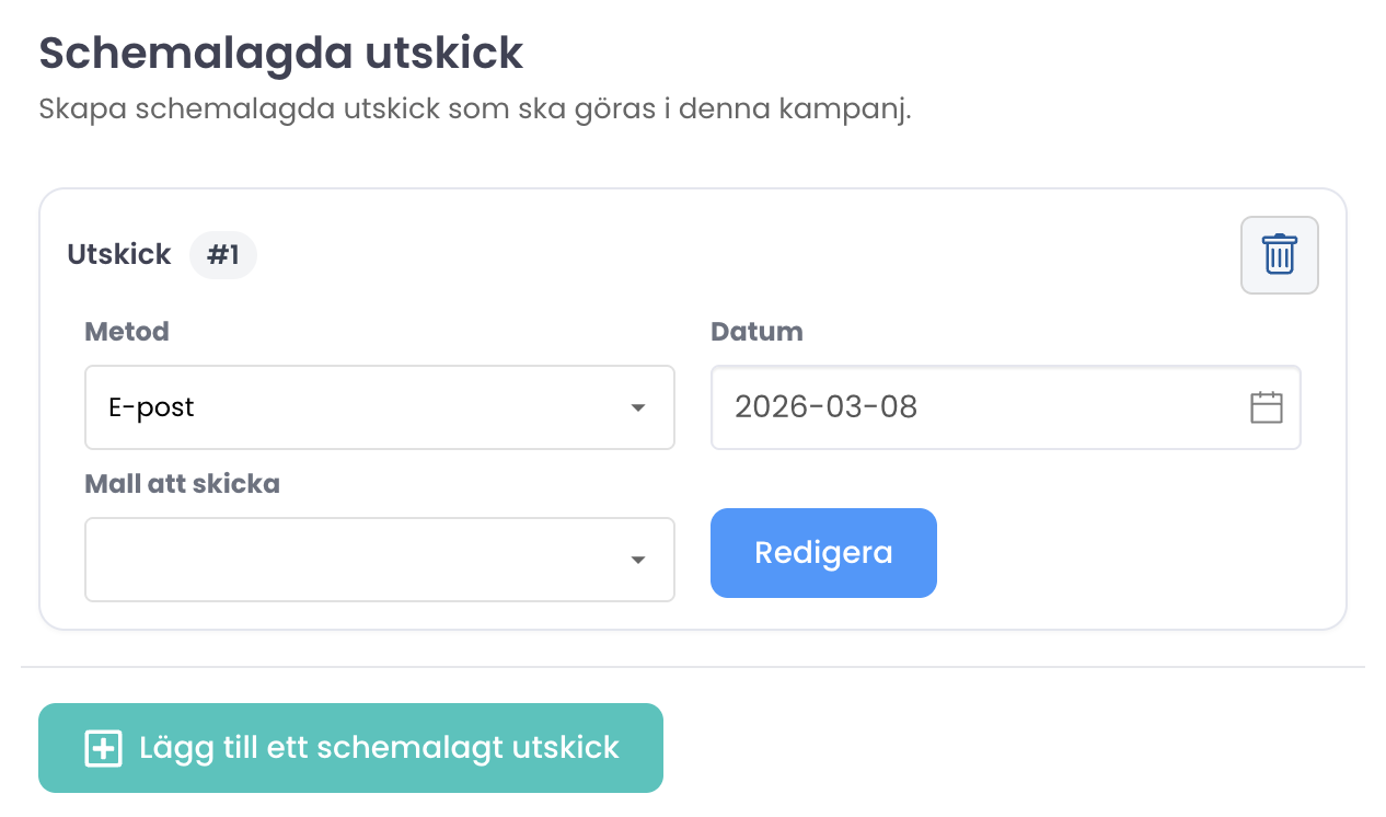 Schemalagt utskick
